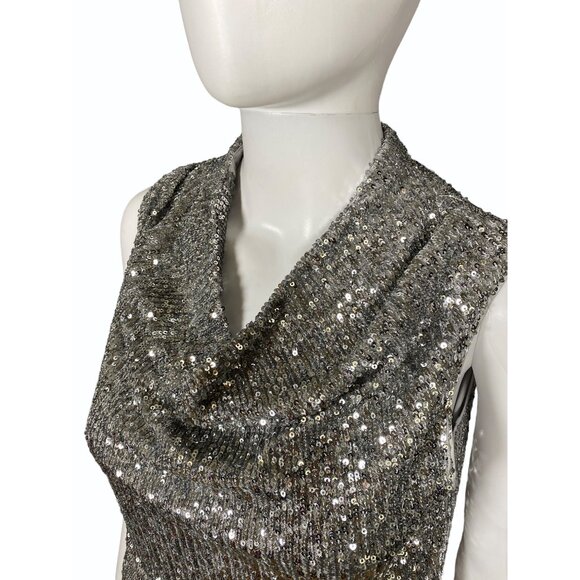 Cable & Gauge Womens Small Sequin Cowl Neck Tank & Shorts 2 Piece Set - Picture 4 of 16